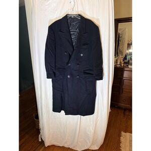 Domino Mens Black 100% Virgin Wool Double Breasted Overcoat Made in Croatia